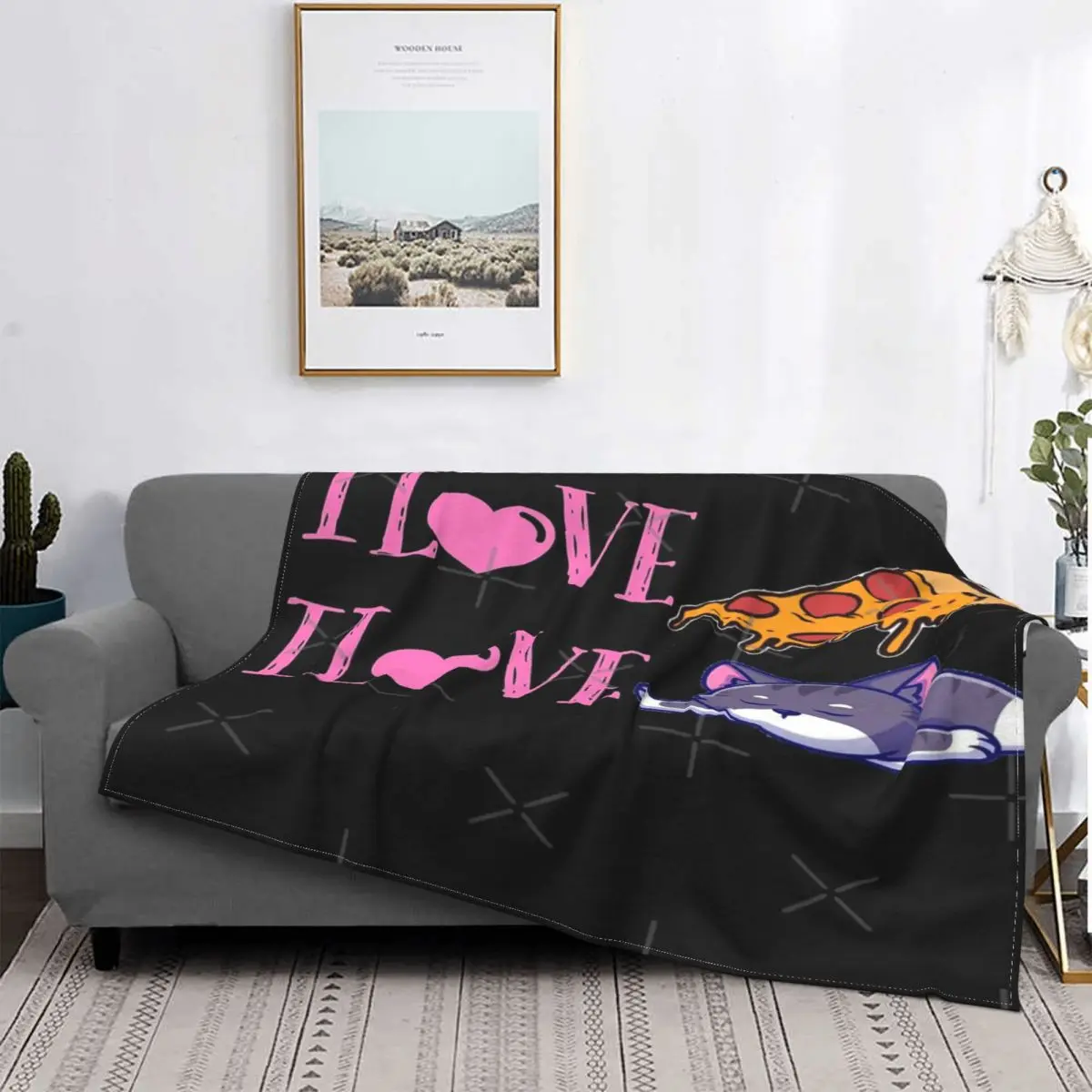 

Я люблю пиццу и мою кошку 1 manta, colcha para cama, alfombra a cuadros, manta de playa, mantas de lana para camas