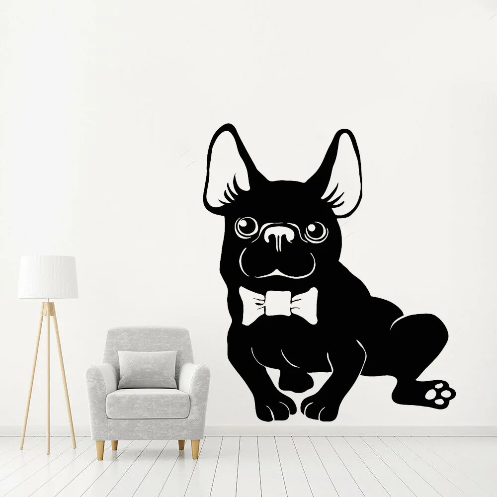 

Vinyl Wall Decal Pet Store Art Decoration Animal Dog Bow Pose Self-adhesive Wall Stickers Dogs Grooming Modern Home Decor Z446