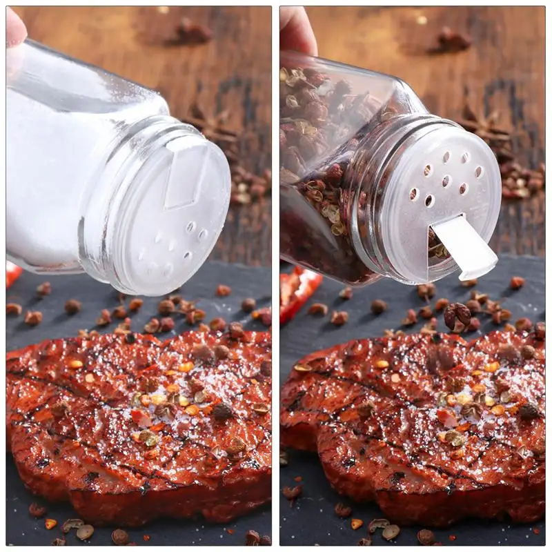 

12pcs Square Seasoning Bottles Lead-free Glass Spice Jars Salt Shaker Food Containers Kitchen Condiment Container with Cover Lid
