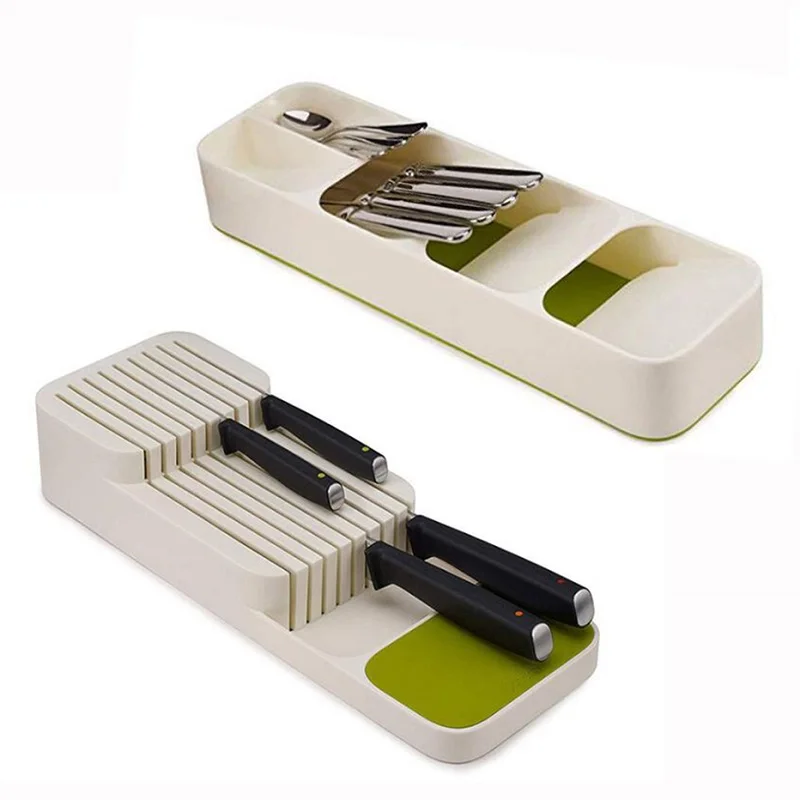 

Plastic Knife Block Holder Drawer Knives Forks Spoons Storage Rack Knife Stand Cabinet Tray Kitchen Cultery Organizer
