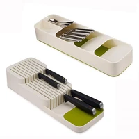plastic knife block holder drawer knives forks spoons storage rack knife stand cabinet tray kitchen cultery organizer