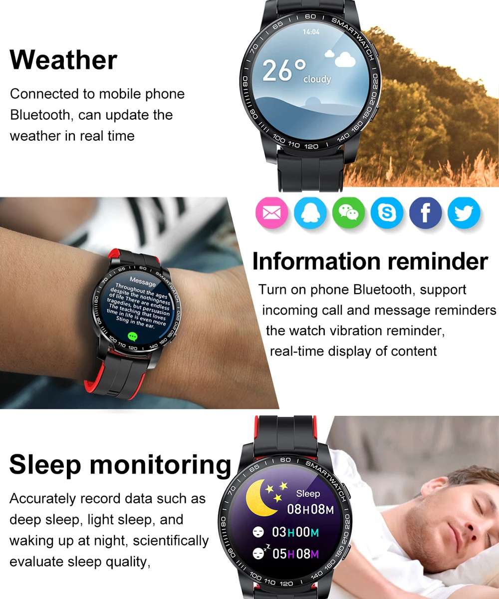 

Smart Watch Man Bluetooth Call Phone IP67 Waterproof Sports Fitness Watches Health Tracker Weather Play Music Women Smartwatch
