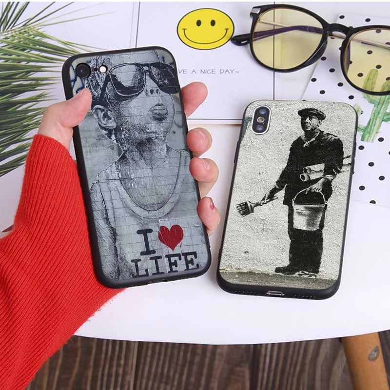 Street Art Banksy Albert palestine Soft Silicone Phone Case for iPhone X XS MAX XR 7 8 6 6S plus 5S SE |