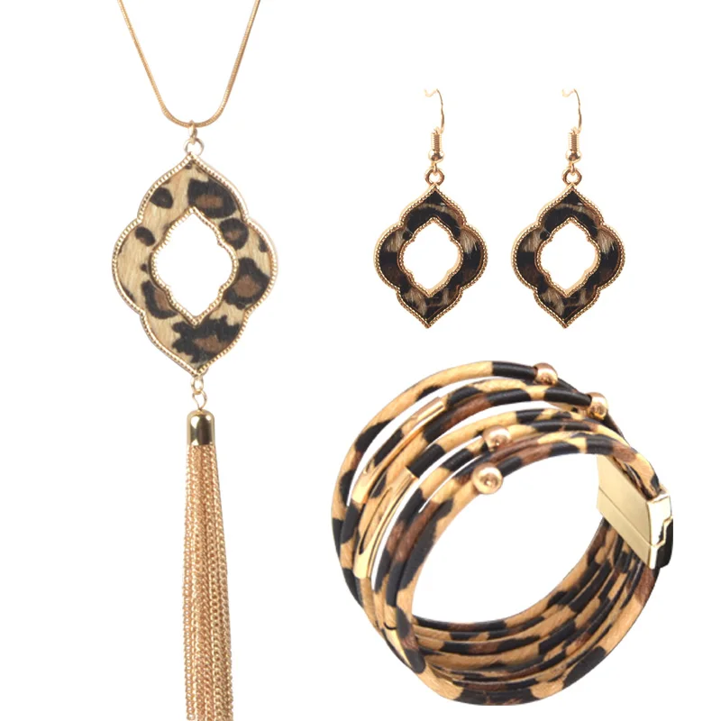 Эффектные леопардовые серьги подвески из искусственной кожи|Ювелирные наборы| |