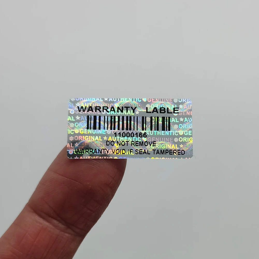 

Holographic Warranty Barcode Stickers, Tamper-Proof Sealing Void Label, Serial Number Logo Can Be Customized, 1000pcs 30x15mmm