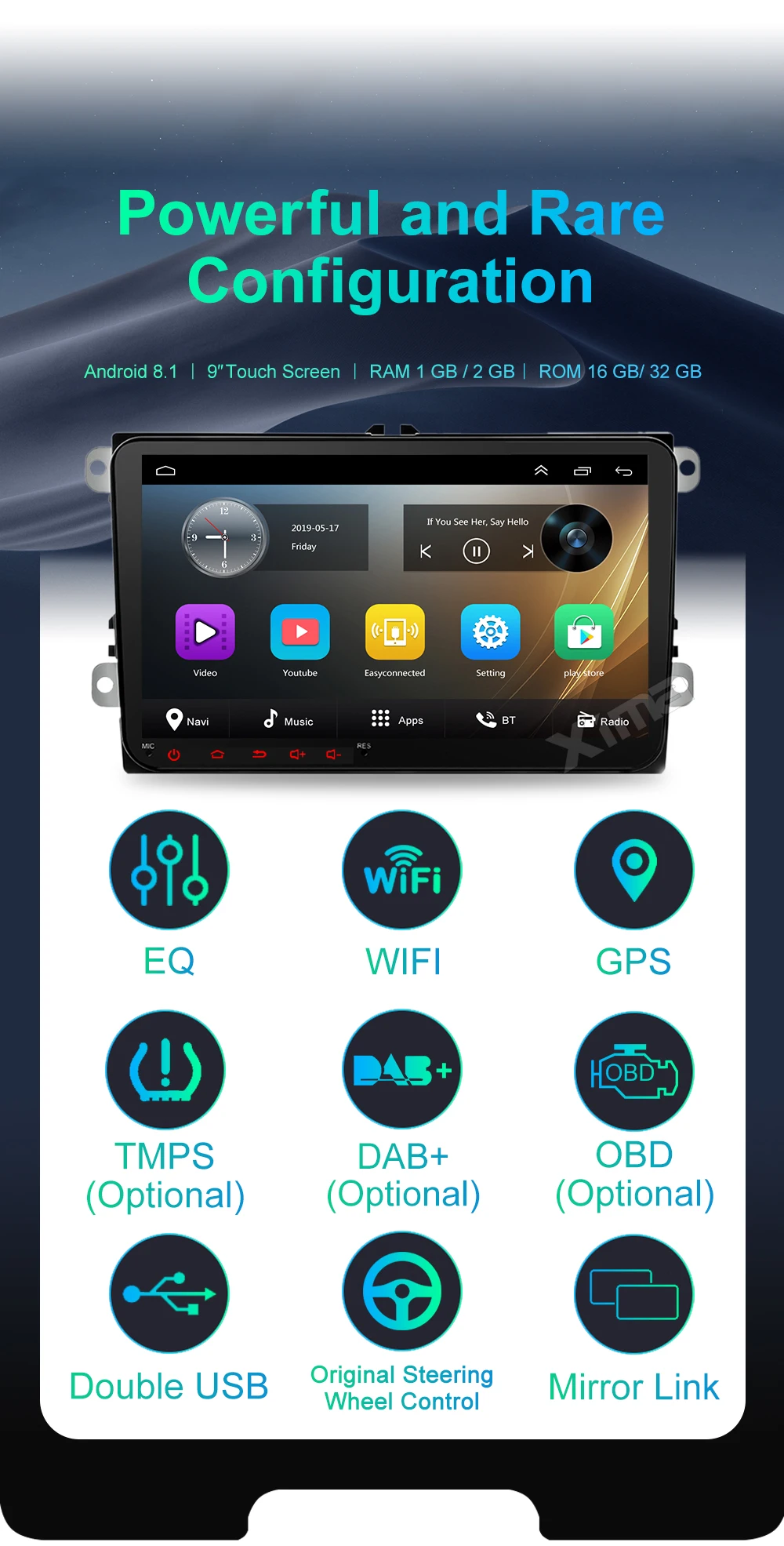 Android 9,0 автомобильный Радио gps мультимедийный плеер для Volkswagen Skoda Octavia golf 5 6 touran passat B6 polo tiguan jetta Bora rapid