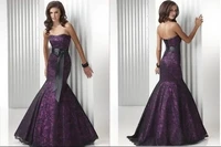 strapless long mermaid purple and black lace robe de soiree evening prom gown with belt 2018 mother of the bride dresses