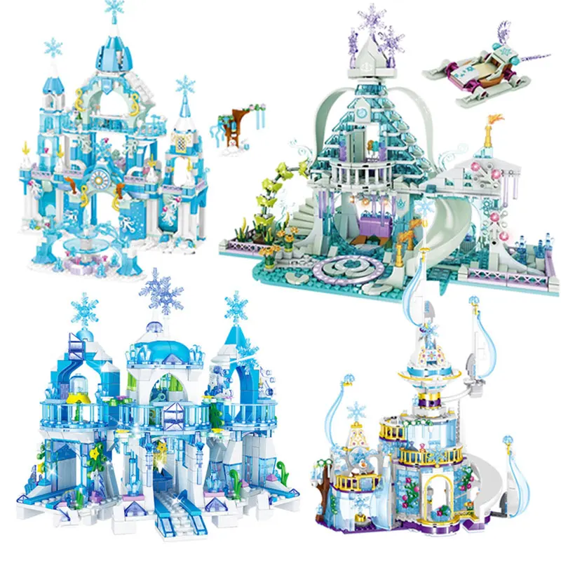 QIYE друзья дом принцессы Playmobil оригинальный ледяной Снежный замок экшн фигурки
