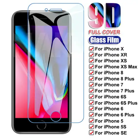 Защитное стекло 9D для Apple iPhone X XR XS Max 5 5S SE 2020, Защитная пленка для экрана iPhone 7 8 6 6S Plus, стеклянный чехол