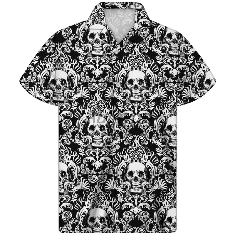 Серая футболка с принтом черепа летняя Гавайская тонкая одежда для