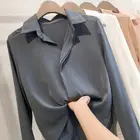 Женская блузка большого размера, Женский шифоновый топ с длинным рукавом на весну и осень