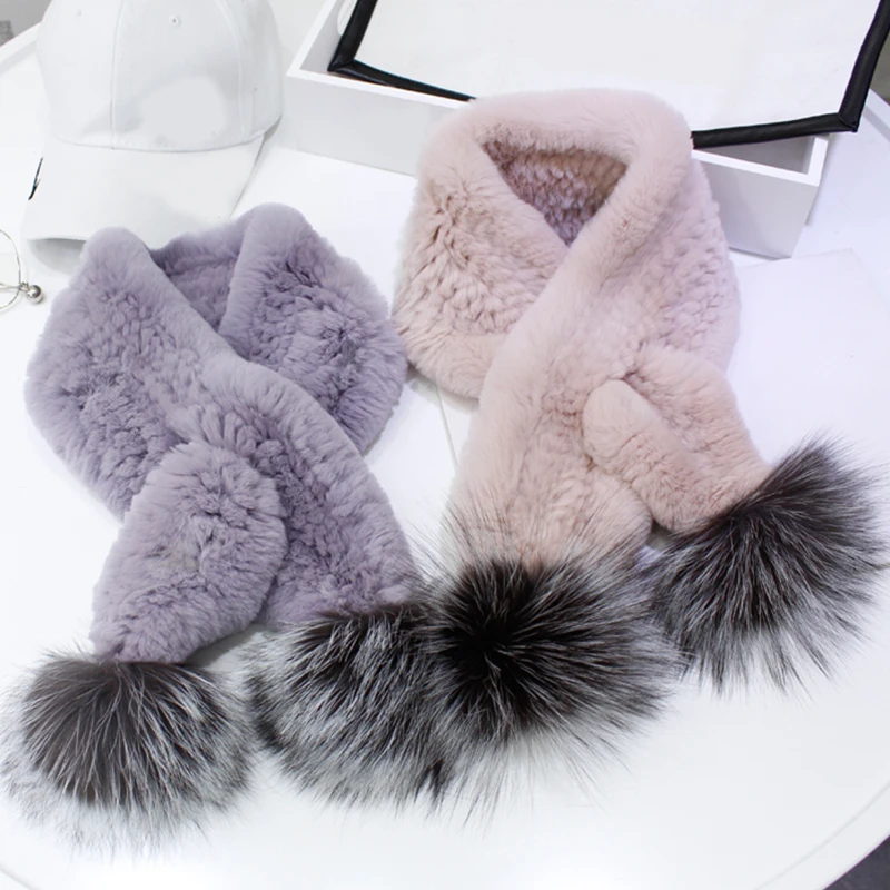 

Women Fur muffler Rex Rabbit Fur And Sliver Fox Scarf Autumn And Winter fashionThermal Neckerchief