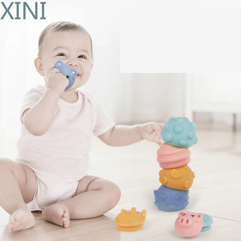 

Набор игрушек XINI штабелирование чашек, Сортировочная башня, резиновый мяч, игра для раннего обучения для малышей, рождественский подарок