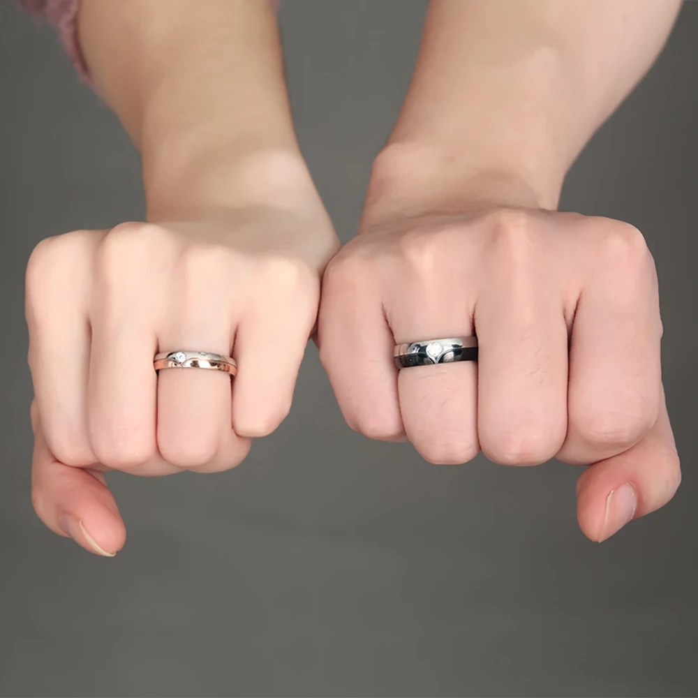 Кольца с гравировкой для пар обручальные кольца из нержавеющей стали фианитом AAA
