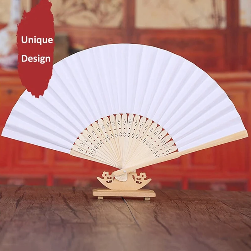 

Folding Fan White Blank Paper Folded Fan Bridal Dancing Props Church Wedding Gift Party Home Office DIY Decor(24Pcs)