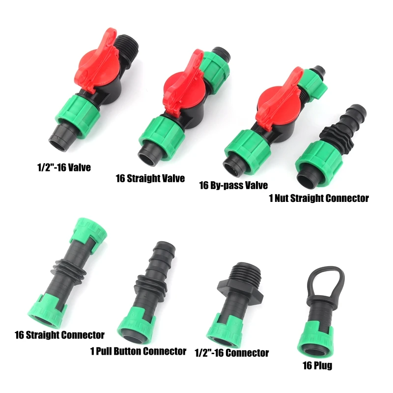 

2pcs 16mm Drip Tape Connectors Drip Irrigation System 16PE Irrigation Water Pipe Hose Connector Valve Garden Water Connectors