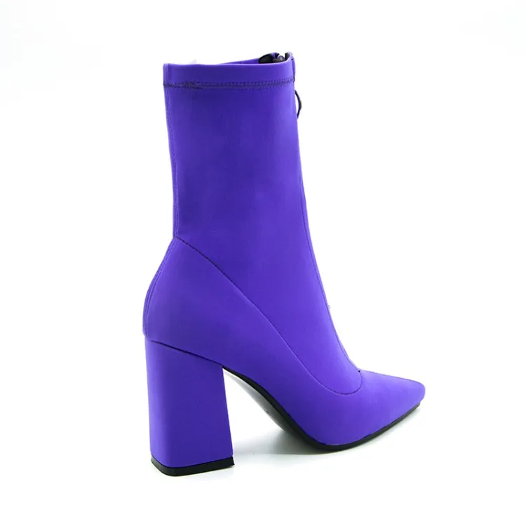 2020 Популярные фиолетовые растягивающиеся Ботильоны на молнии удобные женские
