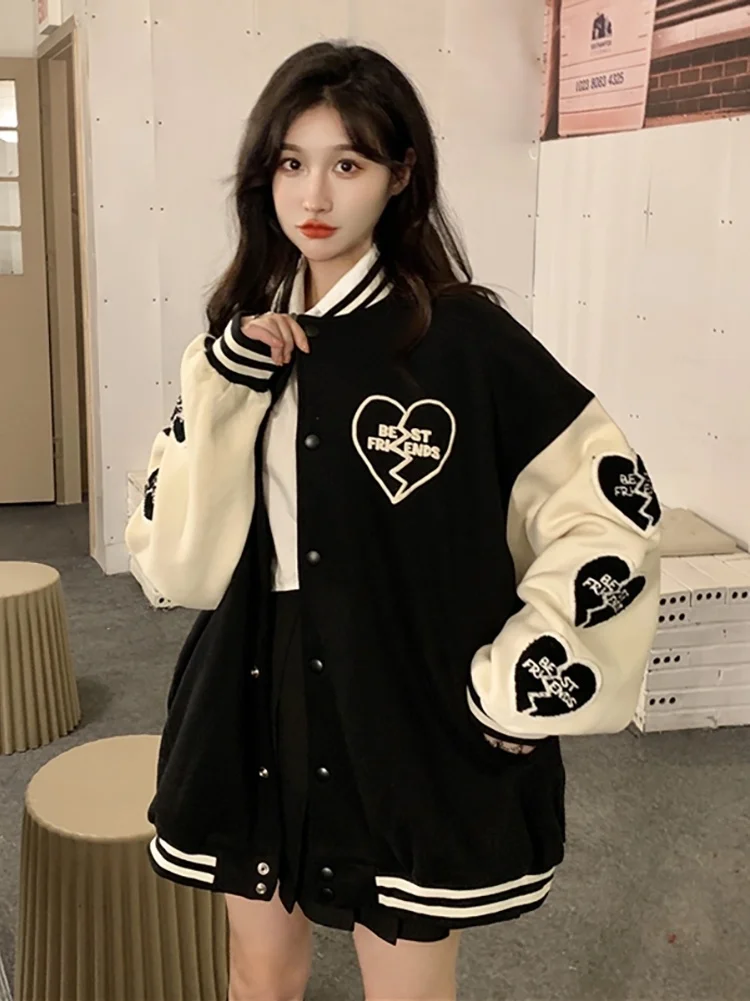 Бейсбольная куртка для женщин 2021 женская кожаная утепленная Свободная с длинным