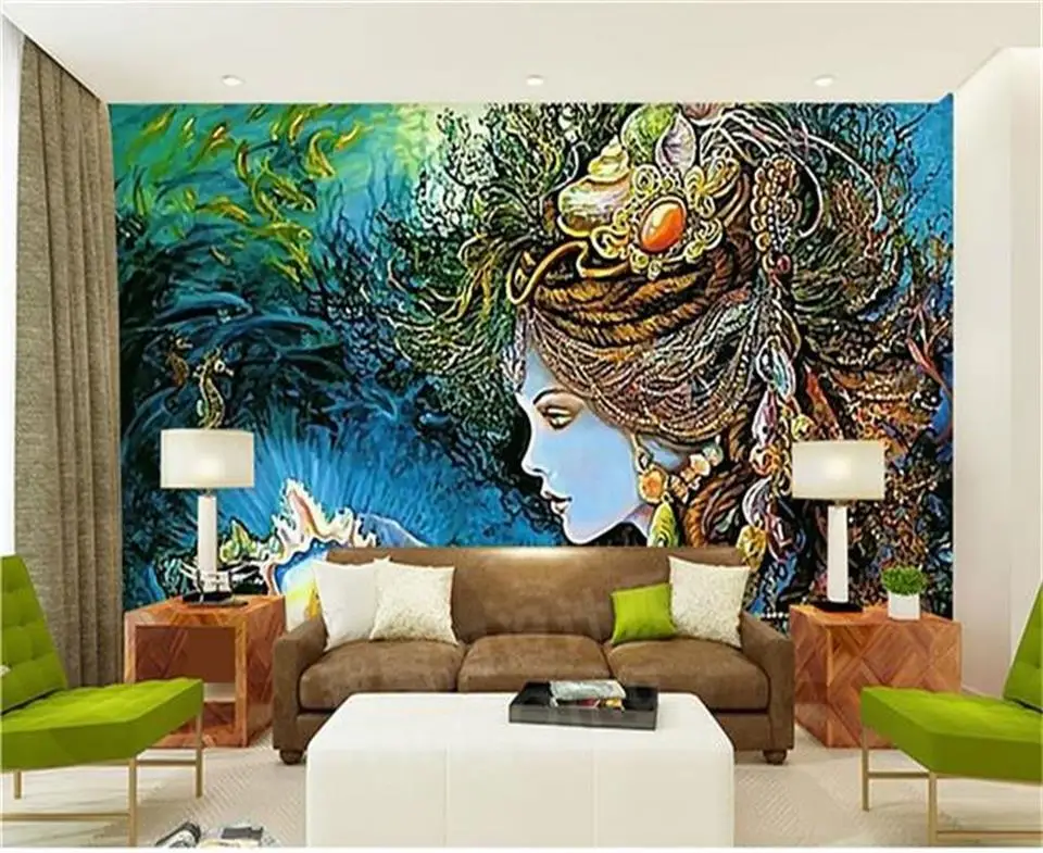 Пользовательские 3d фотообои детская комната спальня Фреска морская дочь