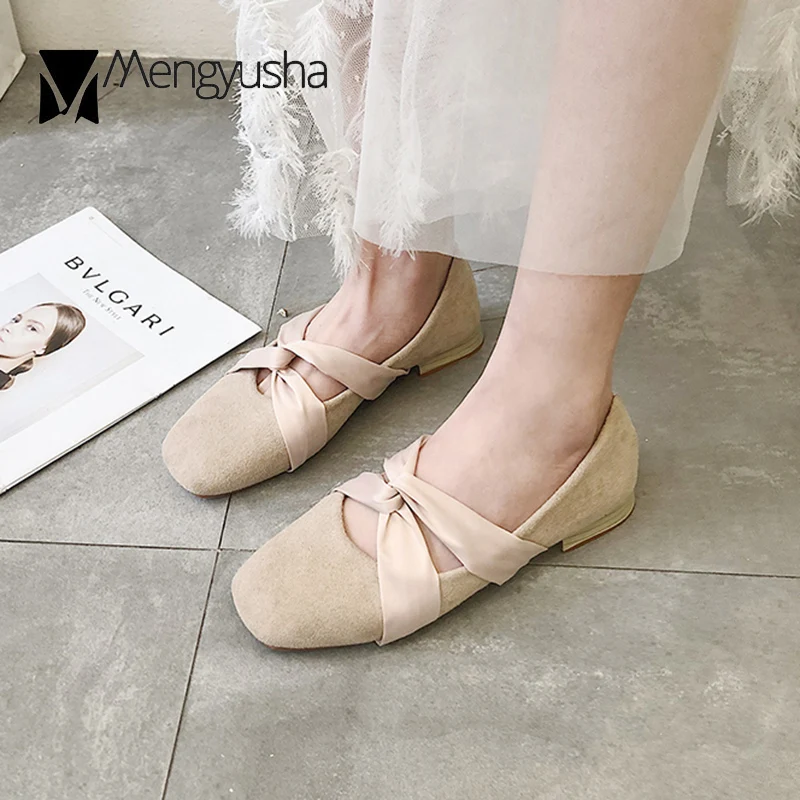 Плотные замшевые лоферы карамельных цветов корейские Мокасины с квадратным