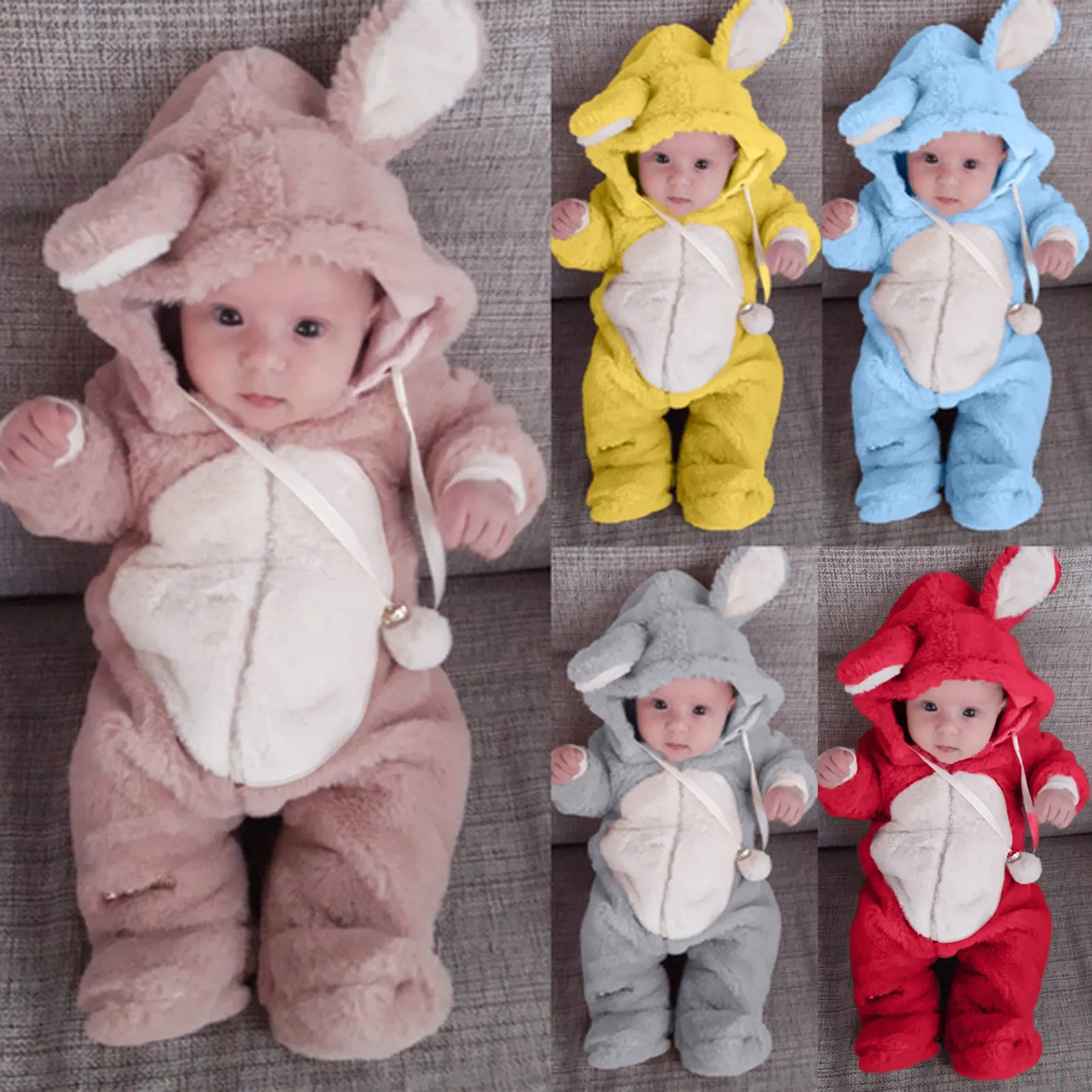 

Newborn Baby Jumpsuit Set Baby Girl Boy Kids Winter Cute Ear Fleece Jumpsuit Romper Warm Outwear Children Clothing