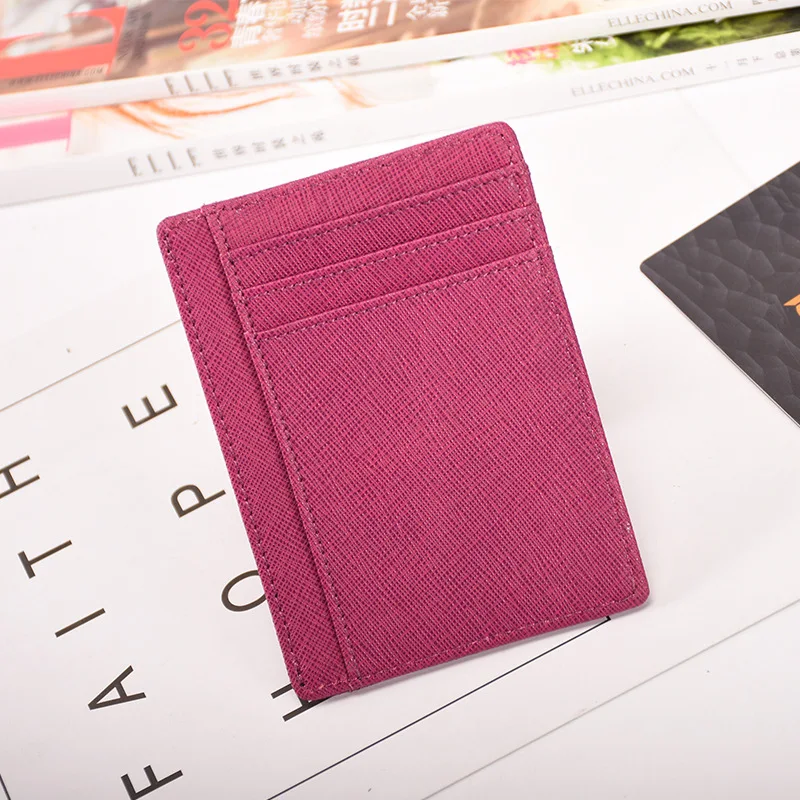 Split Leather Card Holder Men Women Slim Fashon Case  Bank Cards Solid Color Credit ID Card Holder  for Visa Black Brwon