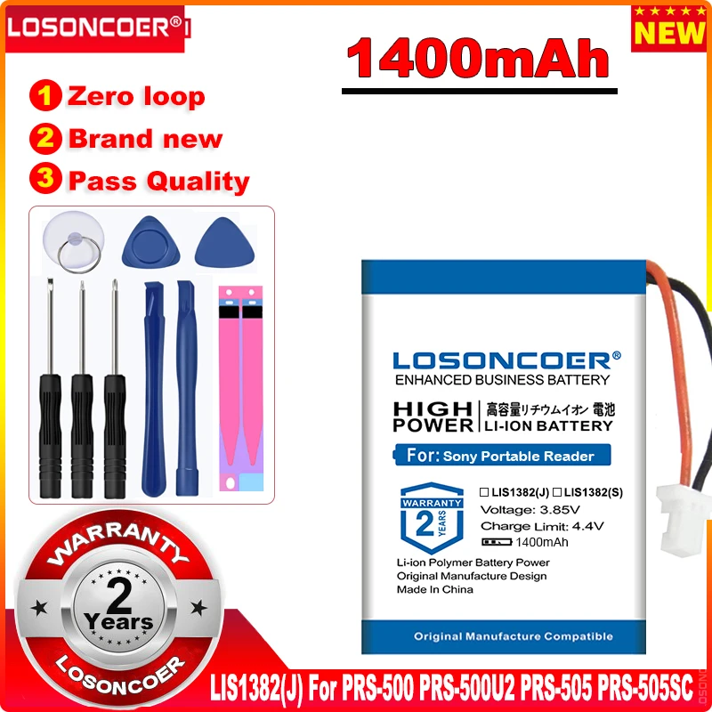 

1400mah Battery For Sony Portable Reader PRS-500 PRS-500U2 PRS-505 PRS-505SC/JP PRSA-CL1 PRS-700BC LIS1382(J)Free Tools