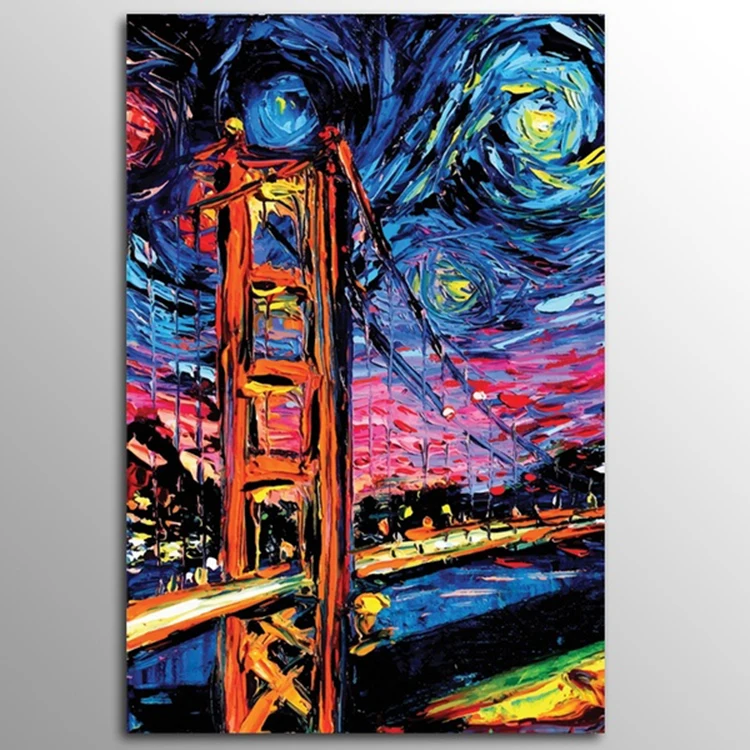 VanGogh Звездная ночь Мост Золотые ворота настенные картины настенная живопись