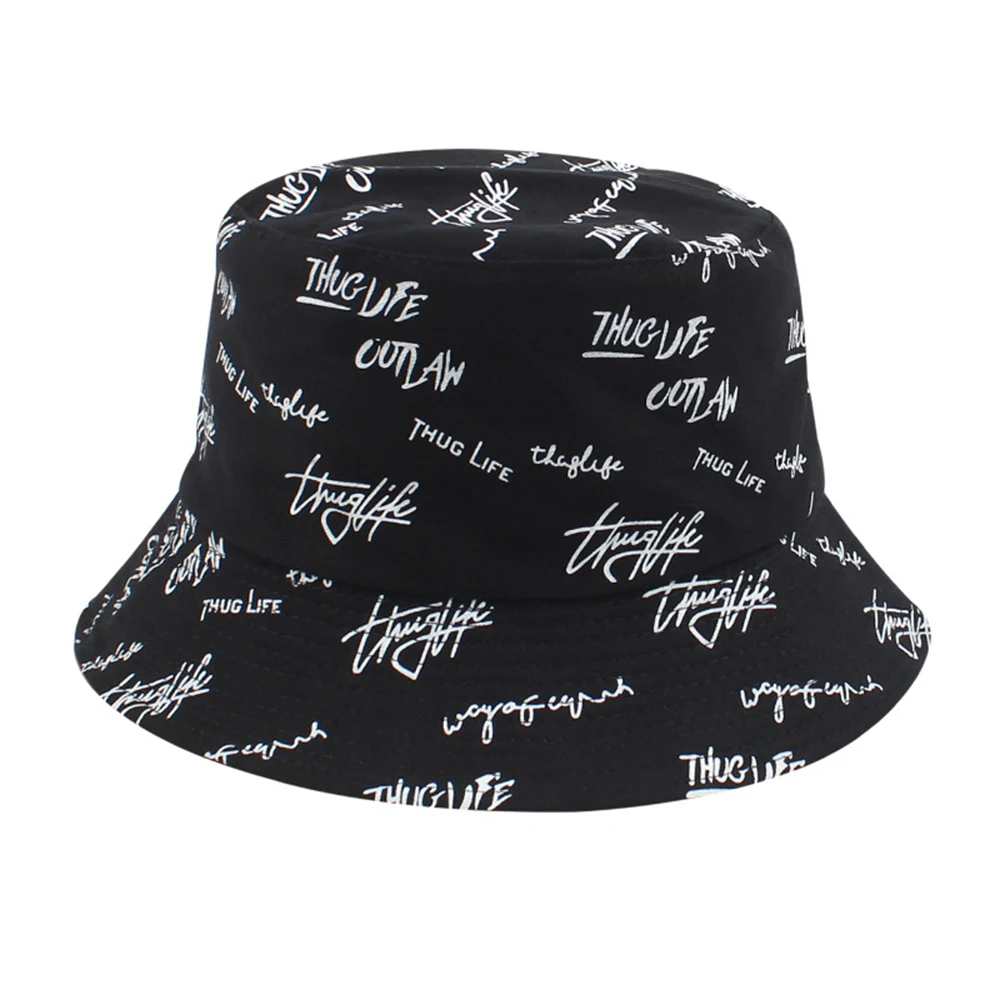 

New Kpop Bucket Hat Women Embroidery Letters Double Side Cotton Reversible Sun Protection Cap Men's Panama Hat Fisherman Hats