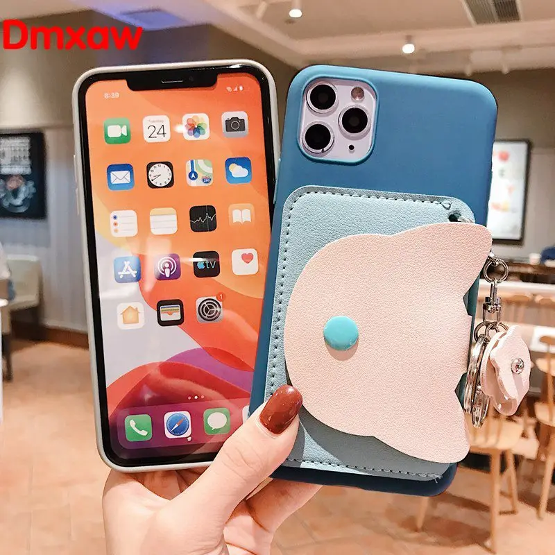 Милый чехол кошелек с кошельком для iPhone 12 mini 11 Pro Max XR X XS 8 7 6 6S Plus SE 2020 5 5S мягкий