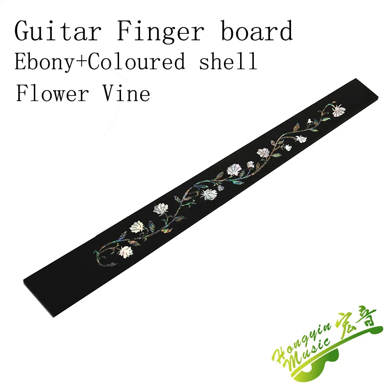 Enlarge Ebony Flower Vine Pattern Color Shell Mosaic Fingerboard Acoustic Guitar Fingerboard Guitar Making Wood Material