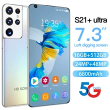 S21 Ultra Global Version Smart Phone Android 10.0 16GB RAM 512GB ROM Dual Sim Unlocked Mobile Phone 7.3 Inch MTK 6799 Deca Core