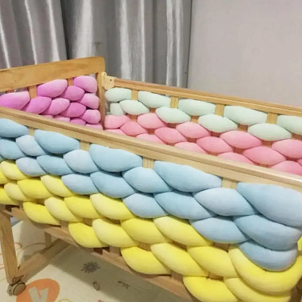 

5M Baby Bumper Bed Iswound With Woven Braid Knot Pillow Cushion Bumper For Infant Bebe Crib Protector Cot Bumper Room Decor