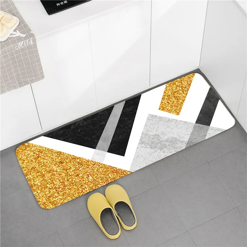 Modern Flannel Bathroom Mat Soft Thicken Bath Carpets Bathroom Rugs Multi-sizes Toilet Rugs Absorbent Kitchen Floor Mat Doormat