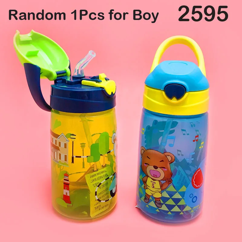Green or Blue 2595 430 мл креативные Мультяшные детские чашки для кормления с полосатые чашки герметичные бутылки для воды; отдых Портативные Детские чашки - Цвет: Green or Blue 2595