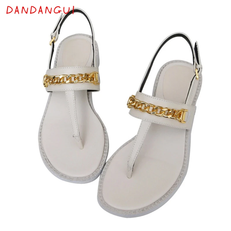 

Summer 2021 Fashion Designer Sandals For Women Natural Leather Dress Female Flip Flops Shoes Casual Beach Outdoor Ladies Shoes