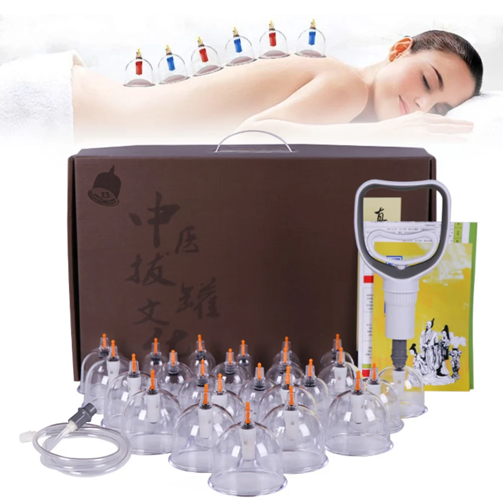 

24 Cans Vacuum Cupping Massage Set Chinese Medicine Physiotherapy Healthy Care Anti-Cellulite Suction Cups For Body Massager