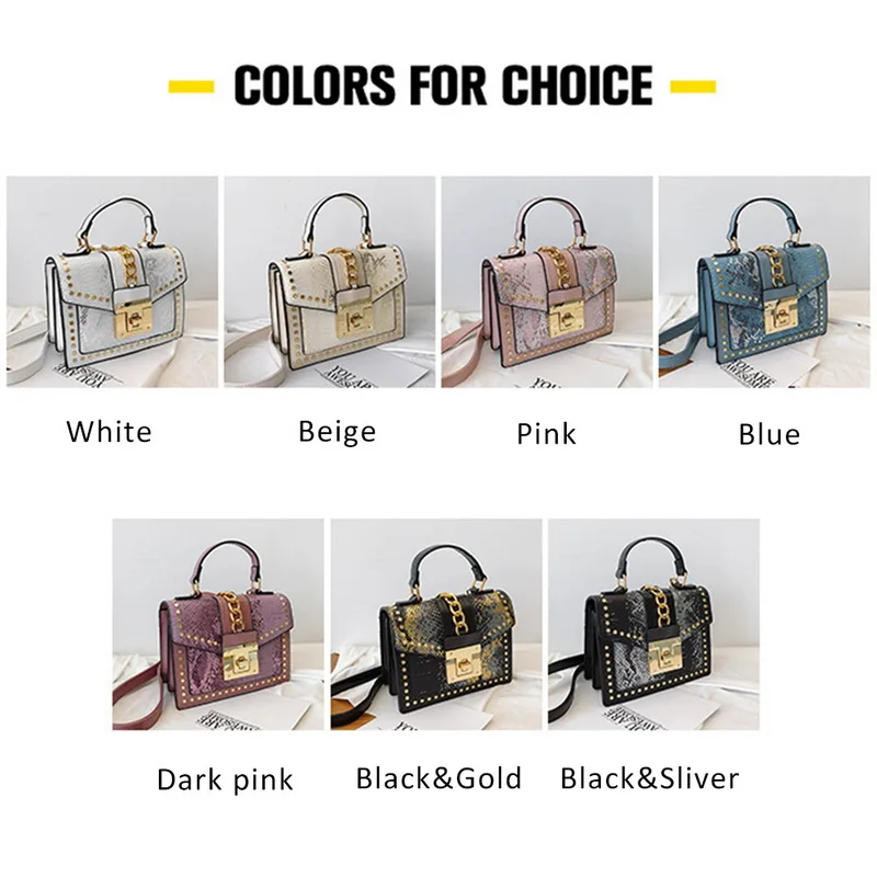 Женская сумка модная сумка-мессенджер со змеиным узором маленькая квадратная