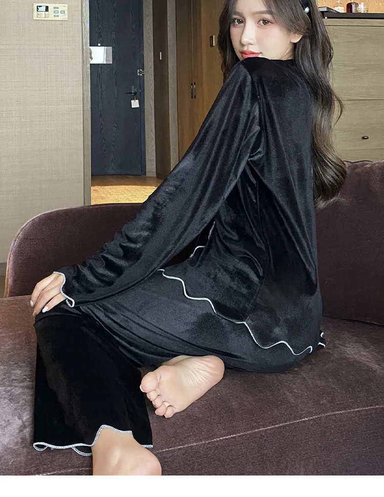 Home Clothes for Women Lace Thin Section Solid Color Button Up Pajama Set Spring Autumn Woman Princess Long Sleeved Lace