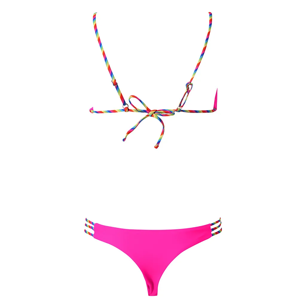 SAGACE женский Одноцветный комплект бикини из двух частей купальник Высокая талия