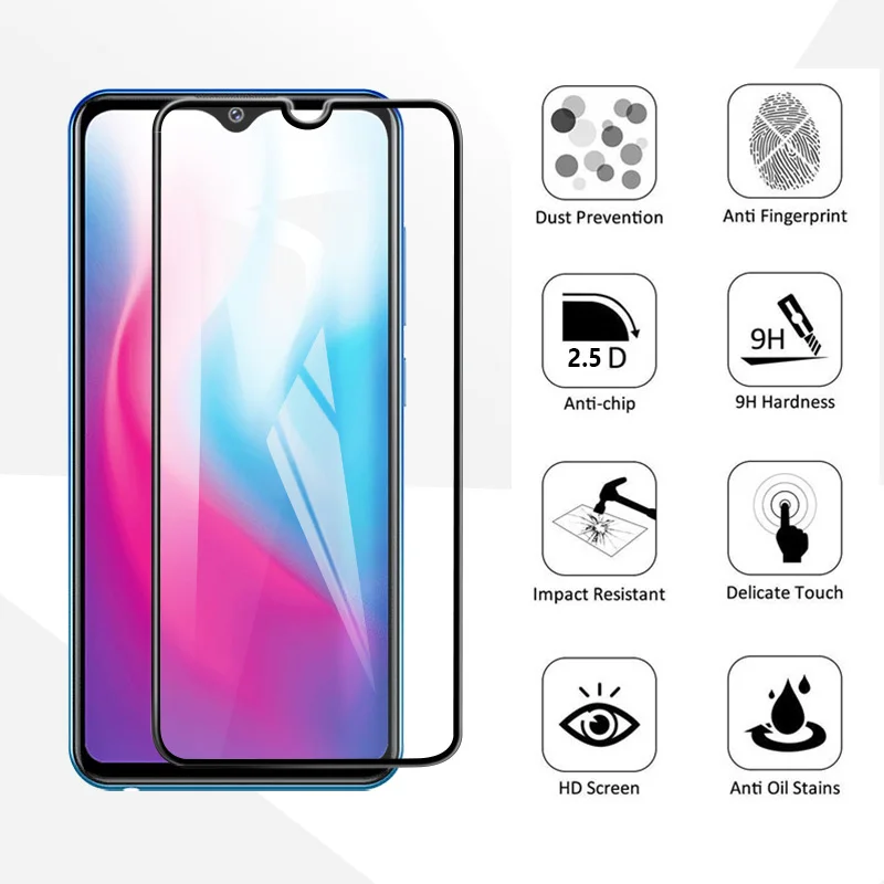 2 шт. 9H полное покрытие закаленное стекло для Vivo Y91 Y93 Y95 Y97 Y81 Защитная пленка Y 91 93 95
