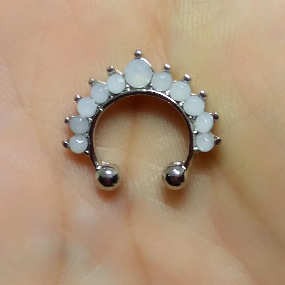 

2021 new Zircon Fake Septum Piercing Nose Ring Hoop nose For Girl Men Faux Body Clip Rings non Body Jewelry
