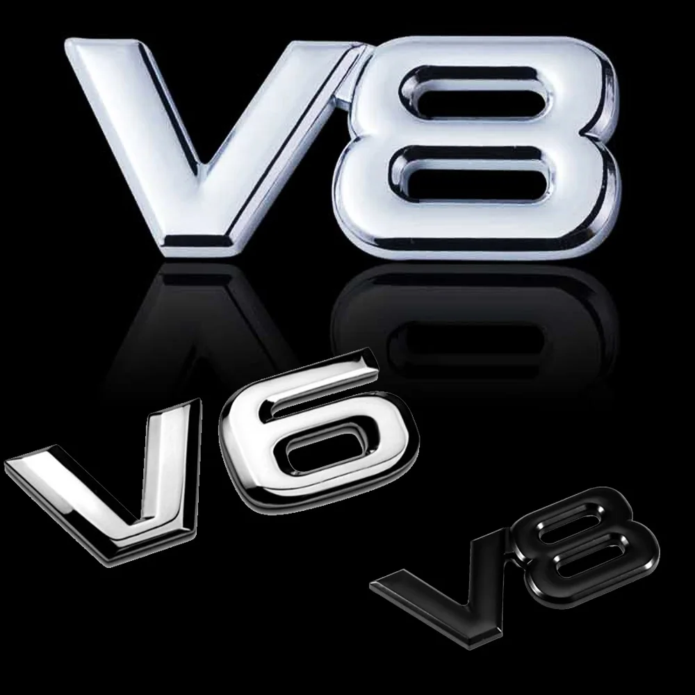 

3D Metal Adhesive V6 Truck Car Badge Emblem Sticker Metal V6 Emblem Aluminum Alloy Auto Trunk Fender Bumper Decal Emblem