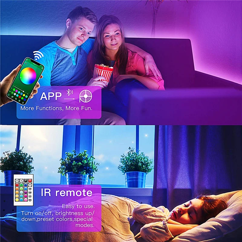 Светодиодная ленсветильник RGB 2835 5050 с Bluetooth управлением 5 в пост.