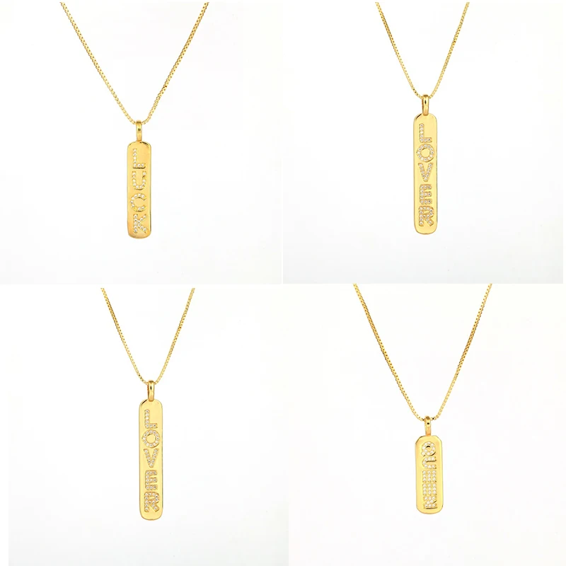 

Daihe Fashion Gold Plated Word Love Pendant Necklace Women Lucky Adjustable Micro Inlay Zircon Copper Necklace Female Jewelry