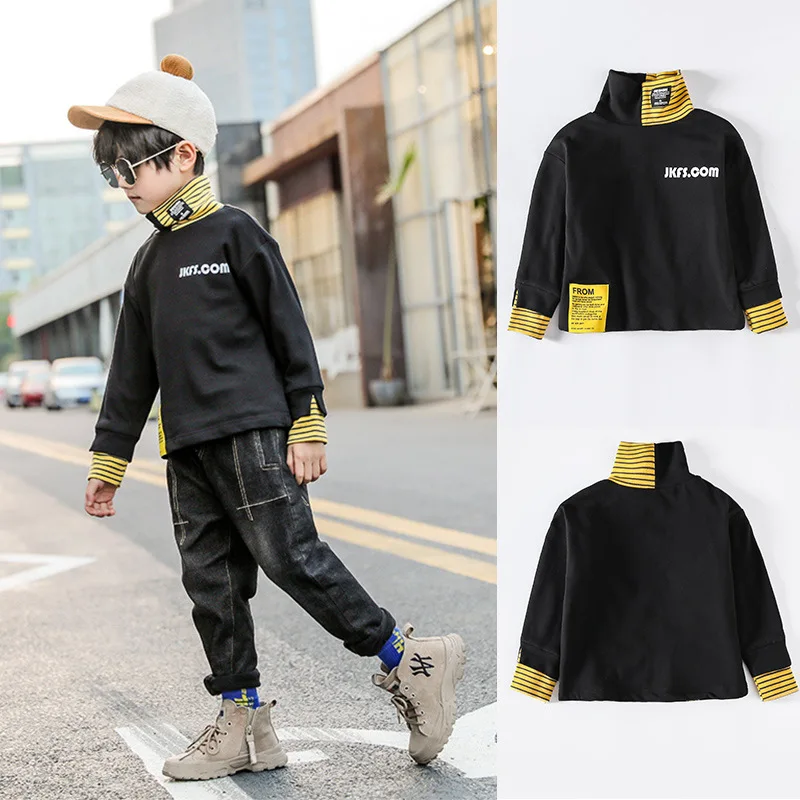 

High Neck Spring Autumn Tops Boys Sweatshirts Jacket Coat Kids Overcoat Outwear Teenager Children Clothes School High Quality