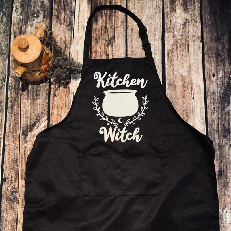 

Kitchen Witch Witchy Woman Apron wife mom Grandma happy Halloween family dinner BBQ party decoration magic chef gift present