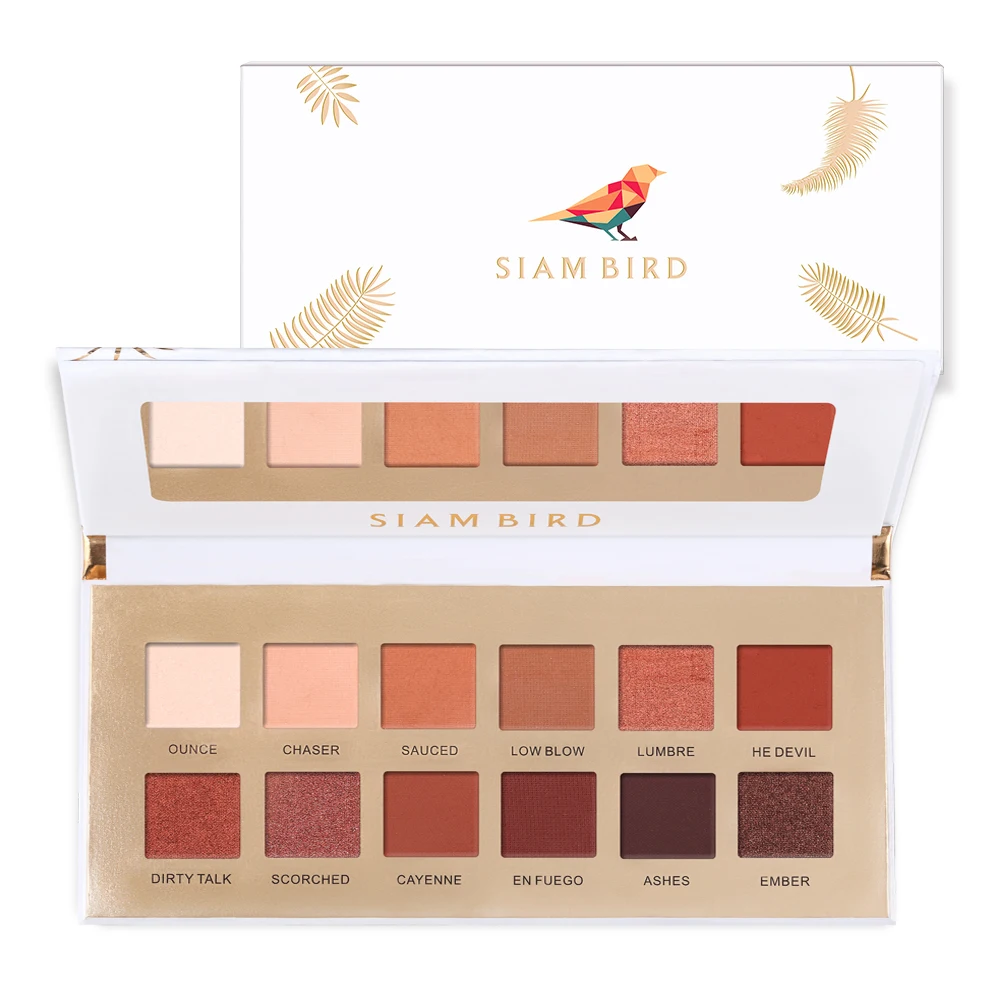 12 colors-white Siambird тени для макияжа Профессиональные Тени для век палитра блеск матовый персик тени для век Палитра мерцающий красный пигмент с блестками - Цвет: 12 colors-white