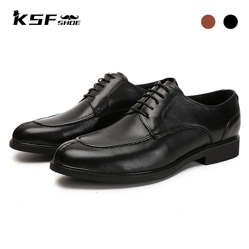 

KSF SHOE Designer Derby Bridegroom Dress Formal Best Men Shoes Business Office Genuine Leather Fashion Original Luxury Shoes Men