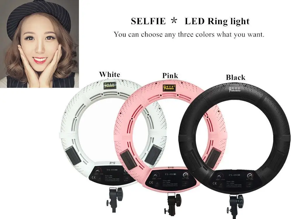 

Yidoblo Pink FS-480II Camera Photo/Studio/Phone/Video 18' 48W 240 LEDs Ring Light + Bag 5500K Photography Dimmable Ring Lamp Kit